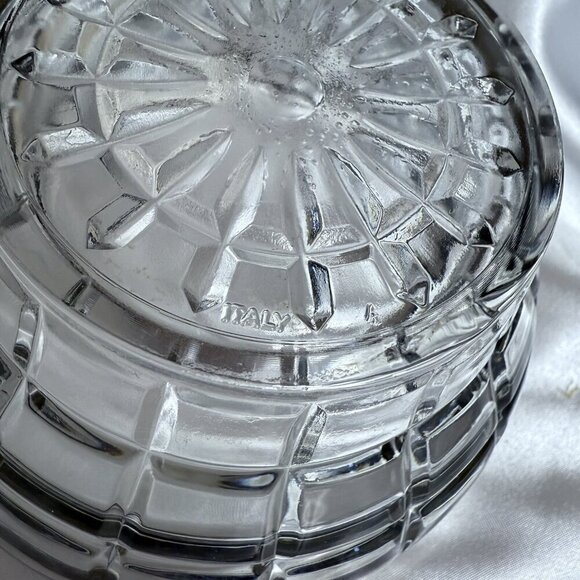 Vintage Italian Cut Glass Dish with Silver Plated Spoon - Picture 6 of 10